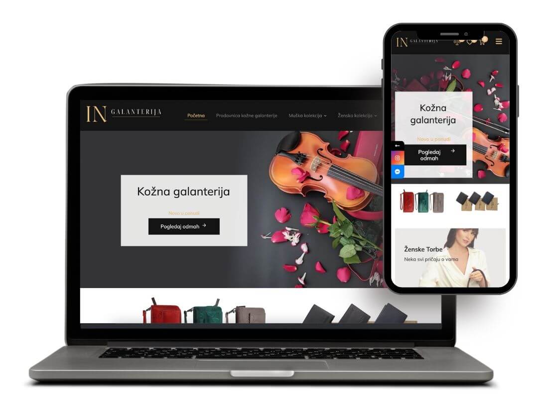 In Galanterija Website Mockup